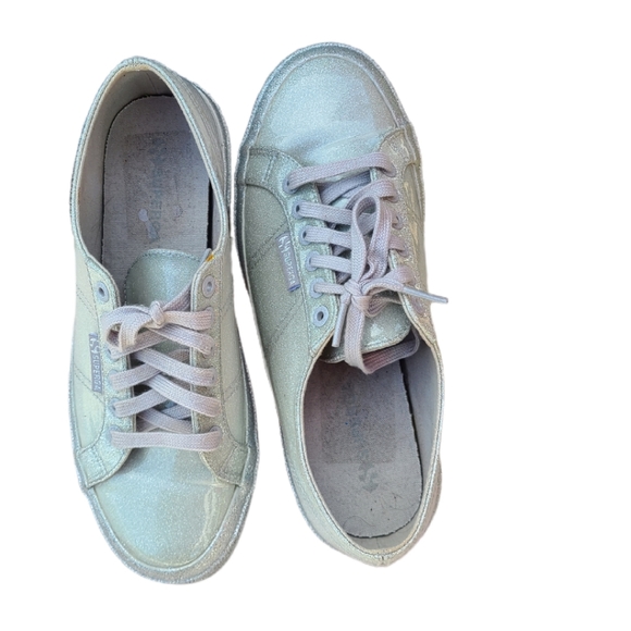 SUPERGA SILVER GLITTERY PATENT METALLIC SNEAKERS - Picture 6 of 8